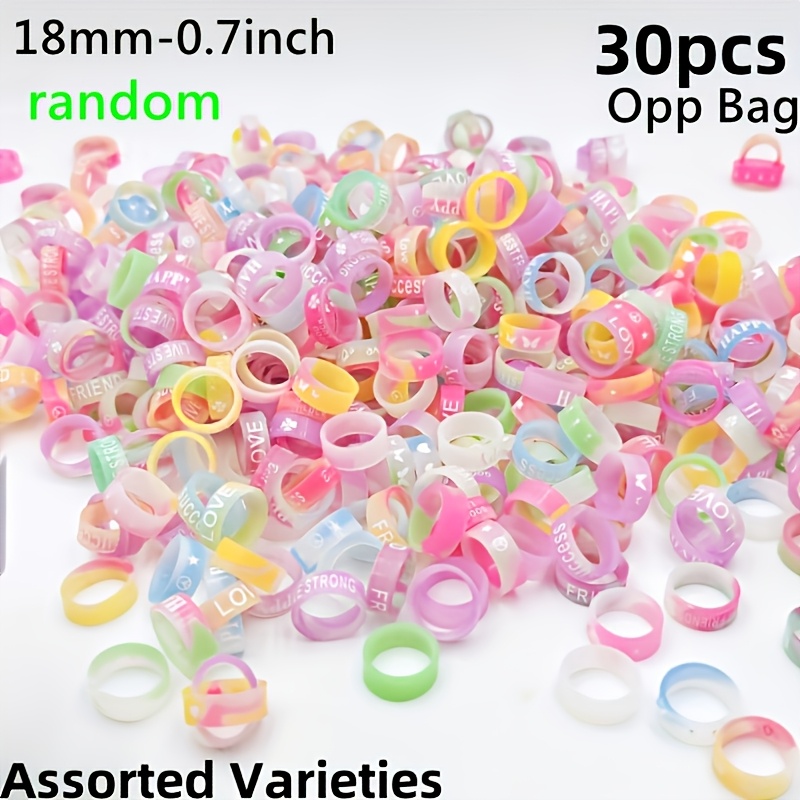 Mixed Styles Silicone Printed Rings Set